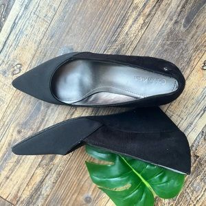CALVIN KLEIN BLACK POINTED POINTY TOE WEDGE HEELS DRESS SHOES